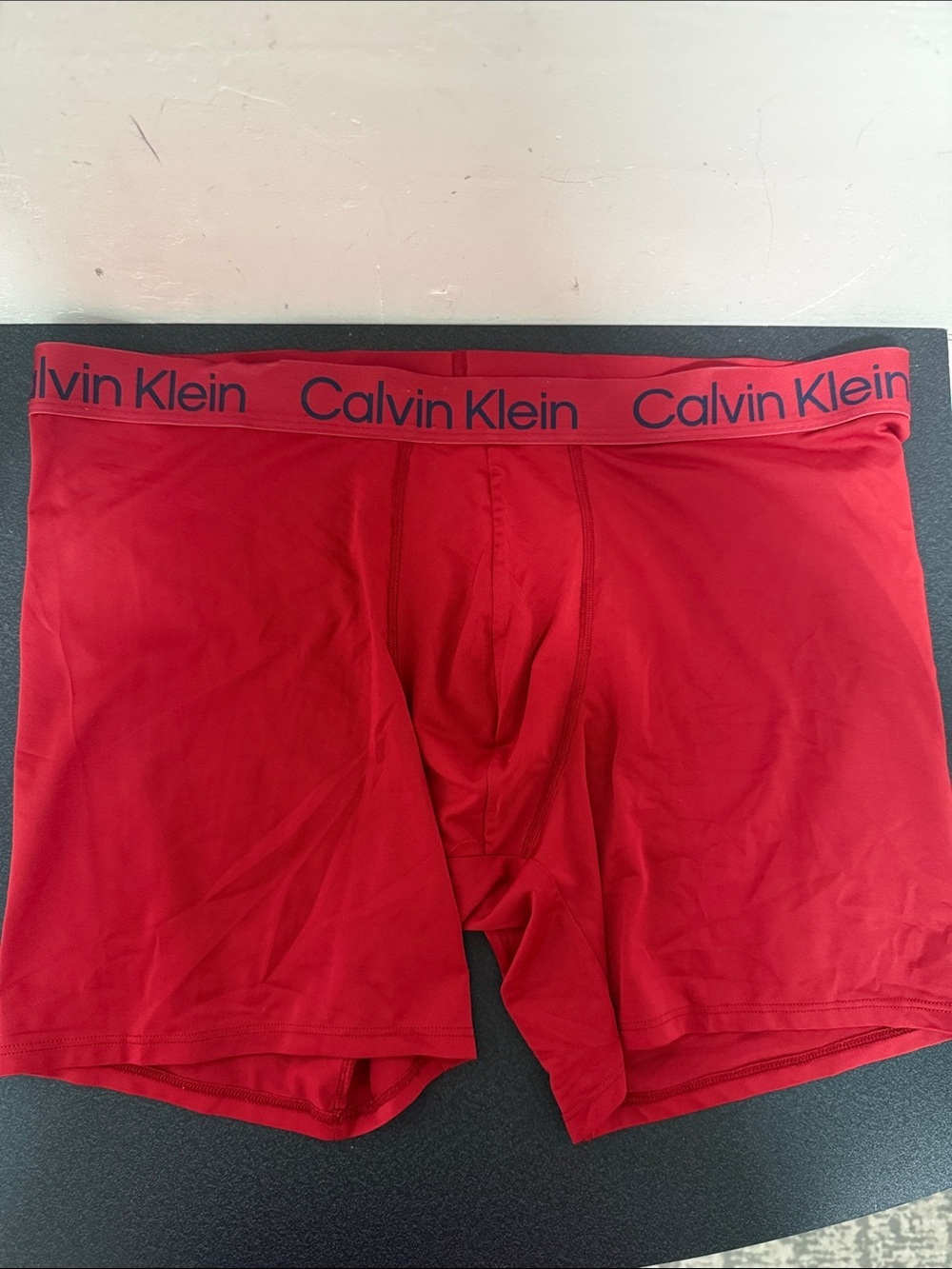 Calvin Klein Red Men's Boxer Briefs with Logo Waistband
